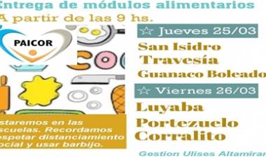 ENTREGAN MÓDULOS ALIMENTARIOS EN LUYABA, PORTEZUELO Y CORRALITO, EL VIERNES 26 DE MARZO.