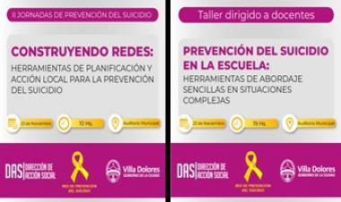 LA MUNICIPALIDAD DE VILLA DOLORES PRESENTA DOS CHARLAS EN EL MARCO DE LAS II JORNADAS DE PREVENCIÓN DEL SUICIDIO.