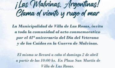 VILLA DE LAS ROSAS : ¡LAS MALVINAS, ARGENTINAS! CLAMA EL VIENTO Y RUGE EL MAR.