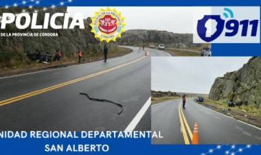 Accidente fatal en el camino de las Altas Cumbres : Camioneta perdió el control y volcó sobre la pared montañosa, falleció el conductor y su acompañante está fuera de peligro.