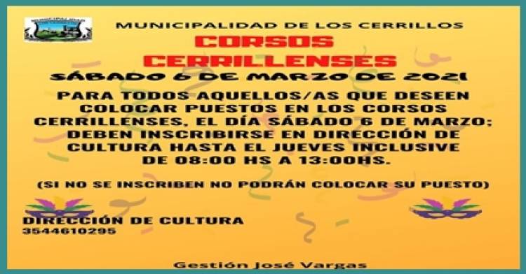 LOS CERRILLOS,TRASLASIERRA : ATENCIÓN PUESTEROS, COMO HACER PARA ESTAR PRESENTES EN LOS CORSOS CERRILLENSES 2021.
