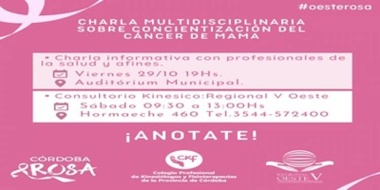 VILLA DOLORES : CHARLA MULTIDISCIPLINARIA SOBRE LA CONCIENTIZACIÓN DEL CÁNCER DE MAMA.