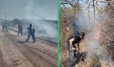 CAMINO A LA GLORIA, VILLA CURA BROCHERO : CONTIENEN EL INCENDIO EN LA TARDE DEL JUEVES 16 DE SEPTIEMBRE.