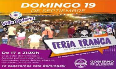 VILLA DOLORES : ESTE DOMINGO 19 DE SEPTIEMBRE, HAY FERIA FRANCA.