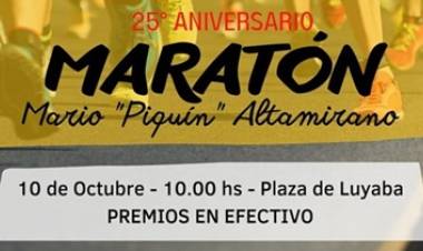 MARATON EN LUYABA, TRASLASIERRAS, CORDOBA :  25° ANIVERSARIO, DOMINGO 10 DE OCTUBRE, PREMIOS EN EFECTIVO.