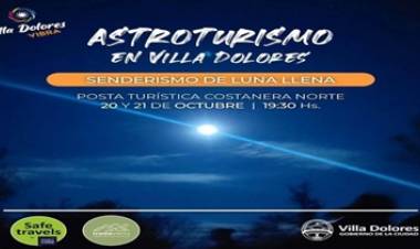 ASTROTURISMO EN VILLA DOLORES - SENDERO INTI HUACA EL 20 Y 21 DE OCTUBRE.