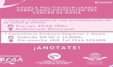 VILLA DOLORES : CHARLA MULTIDISCIPLINARIA SOBRE LA CONCIENTIZACIÓN DEL CÁNCER DE MAMA.