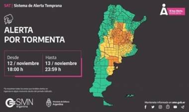 PARA LA TARDE DEL SÁBADO SE PRONOSTICAN IMPORTANTES TORMENTAS CON FUERTES RÁFAGAS DE VIENTO