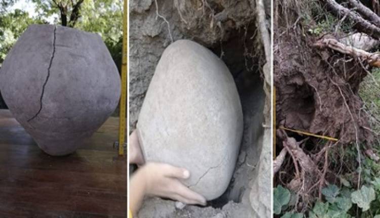   LA POBLACIÓN, TRASLASIERRA : ENCONTRARON UNA URNA FUNERARIA QUE DATA DE LA ERA PRECOLOMBINA.
