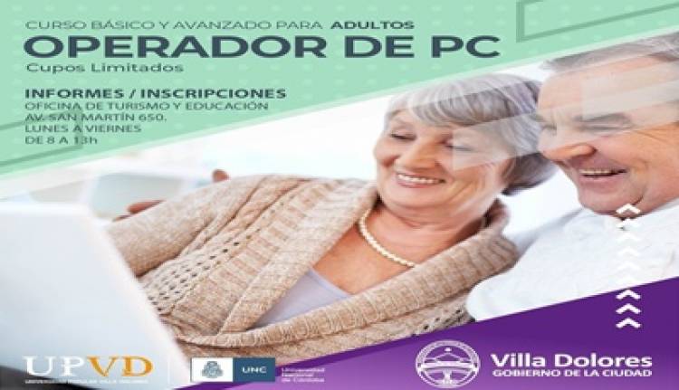 VILLA DOLORES : CURSO DE OPERADOR DE PC PARA ADULTOS.